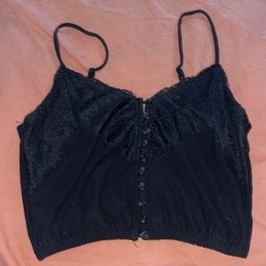 adjustable strap black lacey top